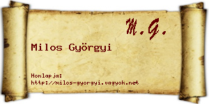 Milos Györgyi névjegykártya