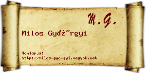 Milos Györgyi névjegykártya